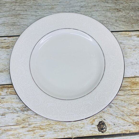 American Manor China CHANTILLY Cream Flowers Platinum Salad Lunch Plates Set 7 - Picture 8 of 16